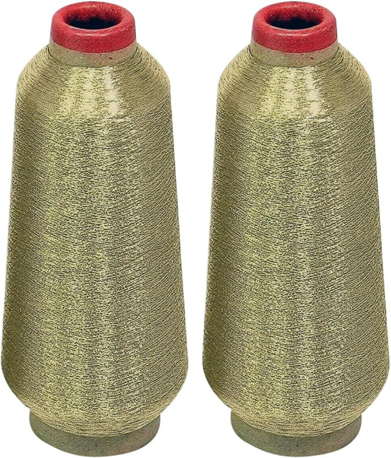 2 Huge Spools Metallic Embroidery Machine Thread White Gold Color 5500 Yards Each for Embroidery and Decorative Sewing